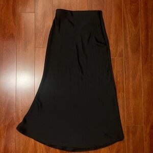 Elegant Black Satin Maxi Skirt